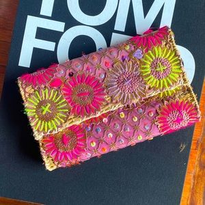 Handcrafted colorful clutch bag